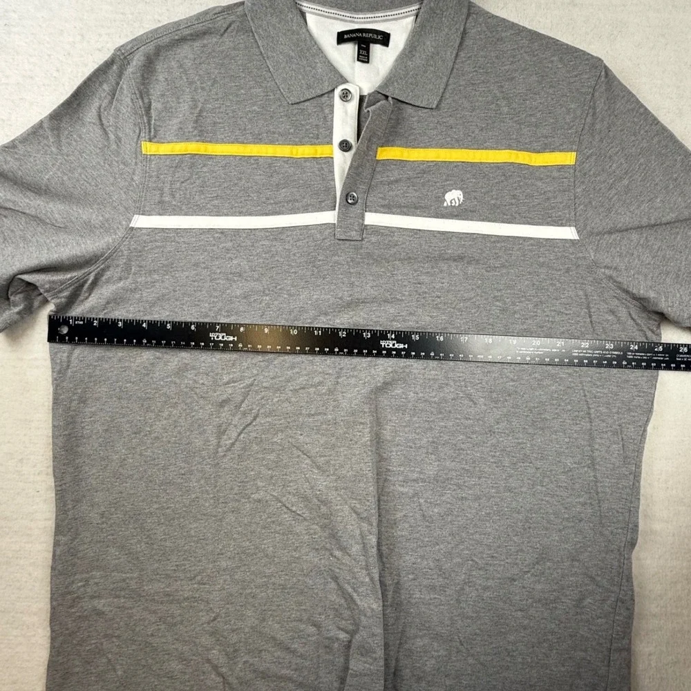 Banana Republic Mens XXL shirt Tall Gray Striped Cotton Polo preppy heritage